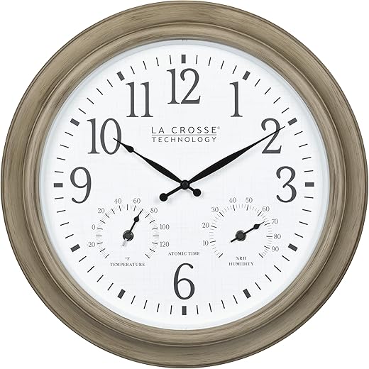 La Crosse Technology 404-18027-INT 18-inch Indoor/Outdoor Tan Atomic Analog Wall Clock