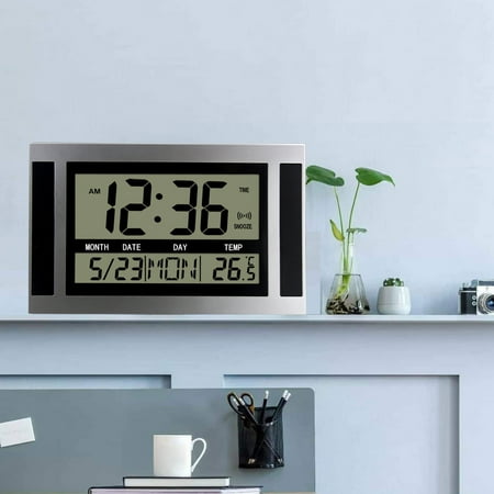 Large-Screen LCD Ultra-Quiet Electronic Wall Clock, Date, Time, Alarm Clock, Temperature Display, Aniversary Reminder Timer For Desktop/Wall