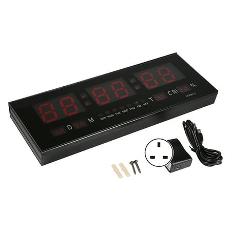 Large Digital LED Alarm Calendar Clock Jumbo Display Snooze Wall Temperature