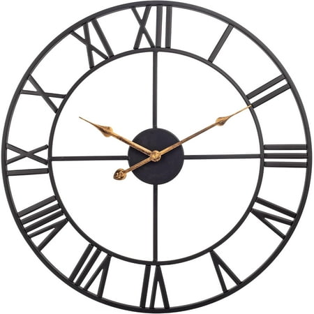 Large Modern Wall Clock for Living Room Decor, 30 inch Battery Operated Metal Farmhouse Wall Clock Oversized, Non-Ticking Silent Roman Numeral Wall Clocks for Bedroom/Dining Room Decorations