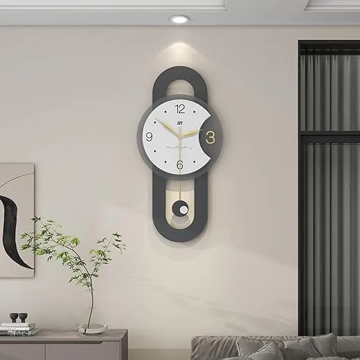 Large Wall Clock for Living Room Decor Decoartive Modern Pendulum Wall Clock Battery Operated for Bedroom Kitchen Office Home 22 Inch Big Metal Unique Silent Clock Wall Decor Non Ticking