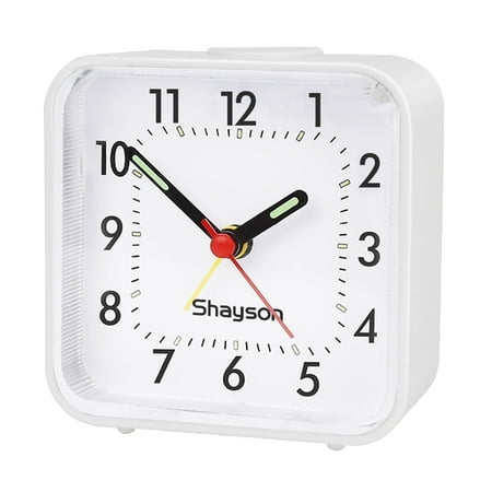 LAYADO Analog Alarm Clock for Bedroom Silent Non Ticking Small Clock, Travel Alarm Clock with Snooze & Light, Battery Operated Alarm Clock for Bedside Table, Desk, White, Christmas Gift