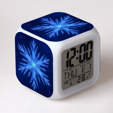 LED Alarm Clock Frozen Pattern Creative Desk Table Clock Glowing Electronic Colorful Digital Clock for Unisex Adults Girl Boy Kids Children Toy Birthday Present Gift