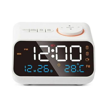 LED Digital Alarm Clock Time Calendar Temperature FM Radio Bedside Snooze Clock