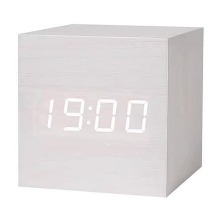 LED Digital Intelligent Voice Controlled Alarm Clock Wood Wooden Modern H6W6