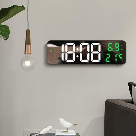 Led Wall Clock, 3 Level Dimmer Brightness Wall Digital Clock Wall-Mounted Time Temp[2890]