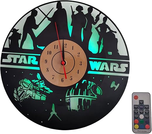 LED Wall Clock, LED Vinyl Record Wall Clocks 7 Color Changing Design Wall Decor Valentines Best Gift with Remote for Men