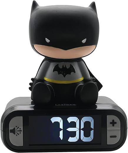 Lexibook - Batman Digital Alarm Clock for Kids with Night Light Snooze, Childrens Clock, Luminous Batman, Black Colour - RL800BAT