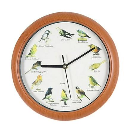 Lindbes 10inch Quartz Singing Bird Wall Clock with Names Songs For Home decoration