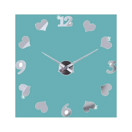 Lloopyting Clearance Silver Living Room Clock Silver Metal Wall Clock Silver Wall Clock Creative Love Digital Diy Wall Clock Mirror Wall Clock Home Decoration Decor