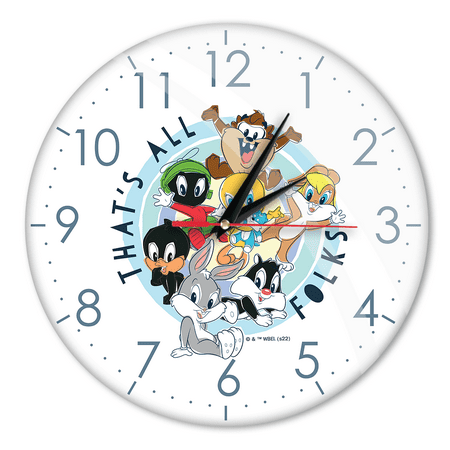 Looney Tunes Original and Officially Licensed Wall Clock Shiny Looney Tunes 023 Colorful, Quiet, Unique Design, Painted Metal Hands 12