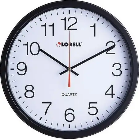 Lorell 12-1/2 Slimline Wall Clock - Analog - Quartz - Black - Modern Style