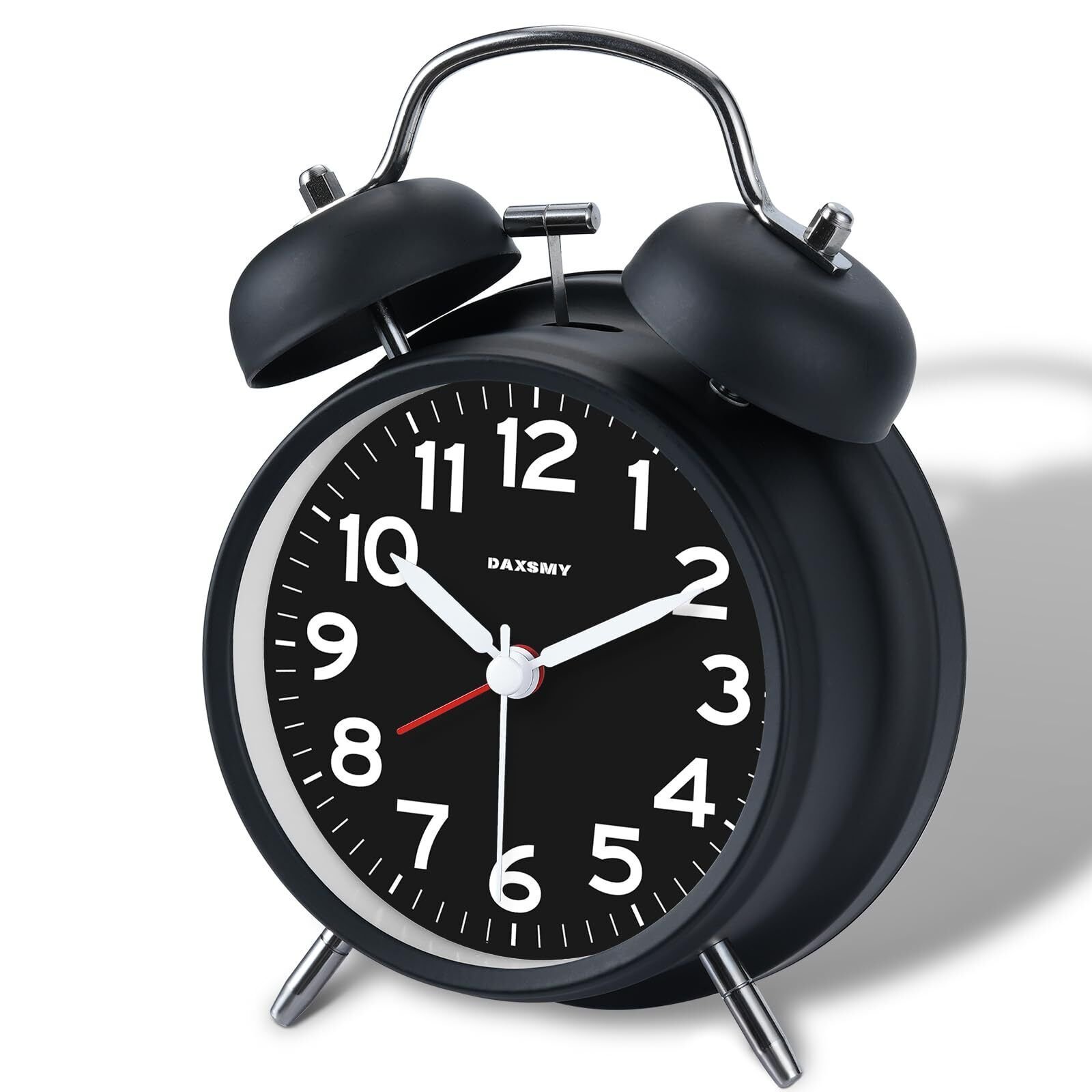 Loud Alarm Clock for Heavy Deep Sleepers, Analog 4.5 Inches Metal Twin Bell A...