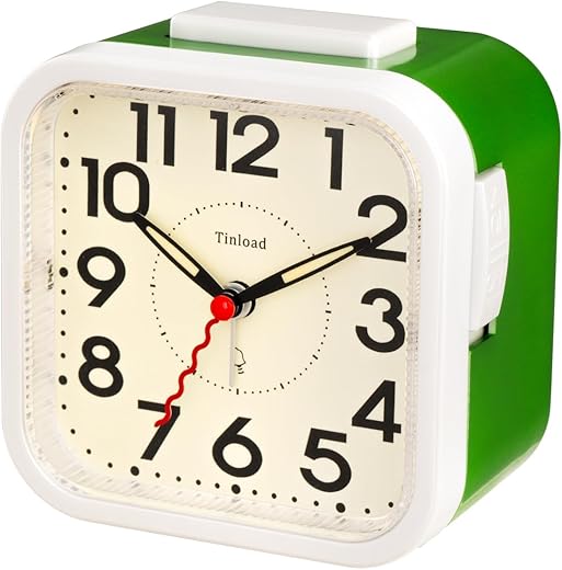 Loud Alarm Clock for Heavy Sleepers Adults, Silent No Ticking, Snooze, Backlight, Battery Operated Vintage Retro Alarm Clock for Bedrooms Decoration (Green)