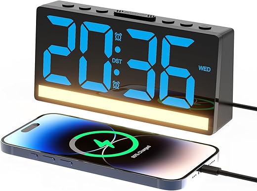 Loud Alarm Clocks for Bedrooms Heavy Sleepers, Small LED Digital Clock with Big Numbers Display, Dimmable Night Light, Dual Alarms, Snooze, Plug-in Bedside Alarm Clock for Heavy Sleeper Kid Elderly