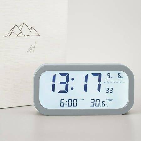 lulshou Scandinavian Style 170 ° Wide Angle Display LCD Screen Electronic Clock, Alarm Clock Week Date Temperature Display With Luminous Light (Battery Models)