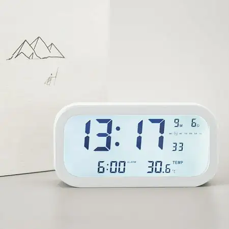 lulshou Scandinavian Style 170 ° Wide Angle Display LCD Screen Electronic Clock, Alarm Clock Week Date Temperature Display With Luminous Light (Battery Models)