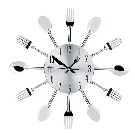 LYUMO Noiseless Stainless Steel Cutlery Clock Knife and Fork Spoon Wall Clock Kitchen Decoration,Knife and Fork Wall Clock