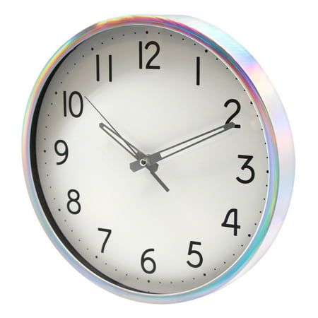 Mainstays 12 Quartz Iridescent Indoor Wall Clock, Easy Read Large Bold Numbers