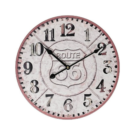 Maison Concepts Round Metal Wall Clock Embossed Route 66 14 Dia (16 L X 16 W X 3.6 H)