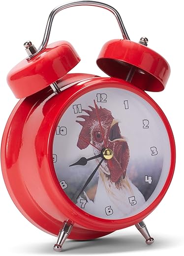 Mark Feldstein & Associates Wacky Wakers Red Rooster Bedside Tabletop Alarm Sound Clock