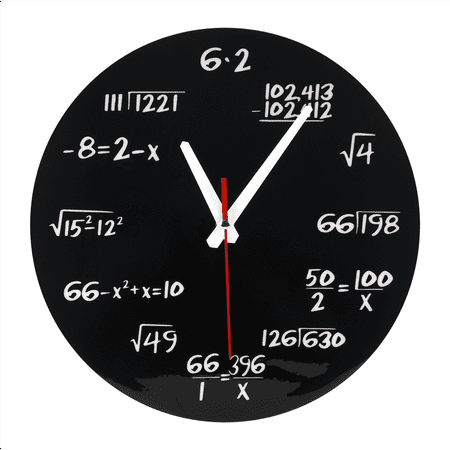 Math Wall Clock , Formulas Quiz in Black and White Unique Equation for Home, Office