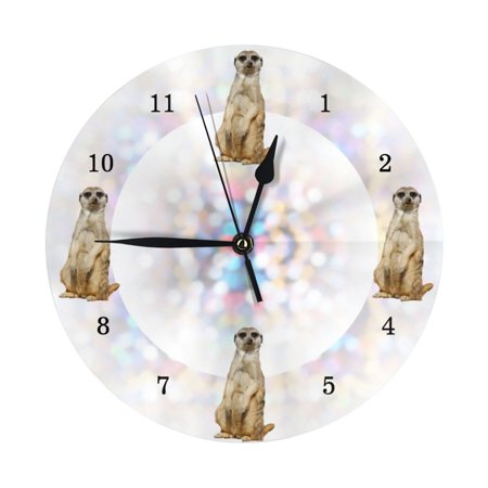 Meerkat Bright Lights Wall Clock - 10 Inch Silent Non-Ticking Wall Clocks -Country Retro Rustic Style Decorative For Living Room Kitchen Home Bathroom Bedroom