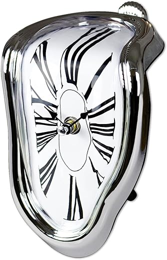 Melting Clock Salvador Dali Clocks Silent Table Clock for Office Rustic Home Decor Vintage Clocks Battery Operated Mantle Piano Shelf Clock Surrealism Wall Art