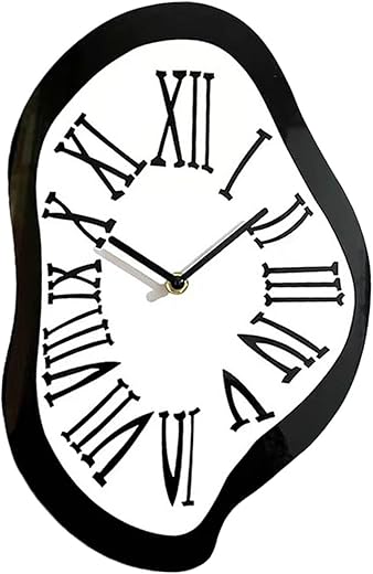 Melting Clock Silent Sweep Wall Clock Nordic Abstract Fashion Distorted Clock Interior Wall Clock for Gift Shop Living Room, S