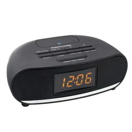 Memorex Bluetooth Alarm Clock FM Radio Bedside Clock with USB Charging Function for Smartphones