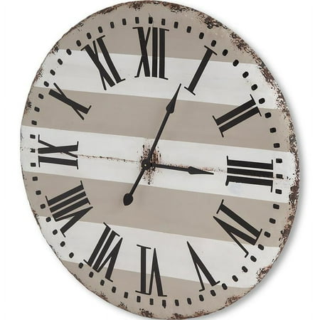 Mercana Belton 41.5 Round White and Tan Metal Oversize Farmhouse Wall Clock