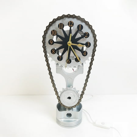 Metal Edition Rotating Gear Clock, Creative Timing Chain Clock Shelf Clock, 3D Vintage Statue Timing Chain Clock, Personalized Home Dormitories, Schools