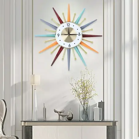 Miumaeov 3D Wall Clock Modern Oversized 22in Large Colorful for Home Deco Metal Battery Operated