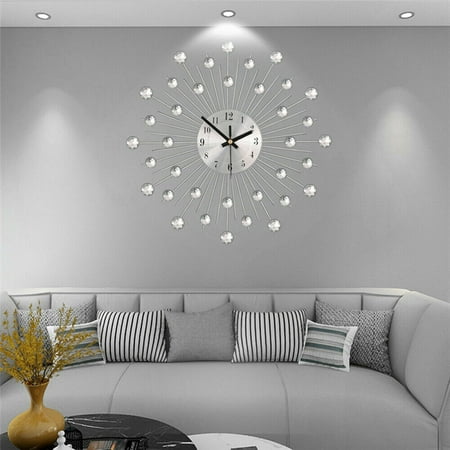 Modern Large Wall Clock 3D Metal Wall Watch Silent Home Living Room Luxury Decor