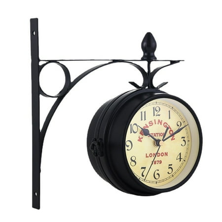 MOMOJIA Vintage Double Side Silent Wall Clock Rotation Home Dining Room