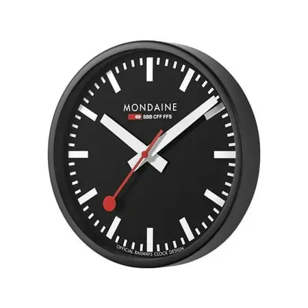 Mondaine Offical Swiss Railway Wall Clock, Black, 25cm