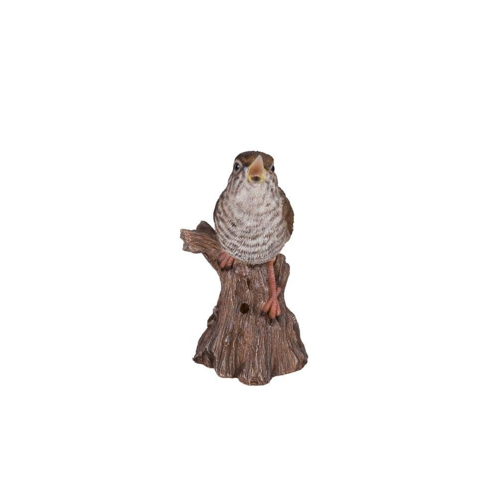 Motion Activated Singing Troglodytes Standing Stump Garden Statue