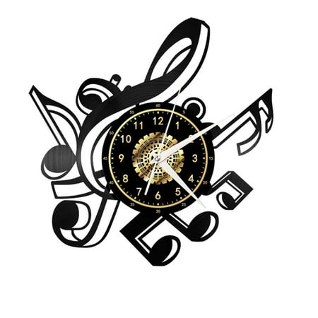 Musical instrument Vinyl Record Wall Clock Handmade 12”Black Wall Clock Unique Gifts Wall Decor