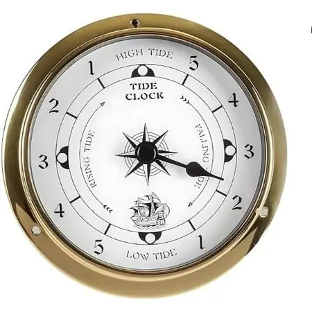 Nautical Wall Clock 4.5in, Brass Tide Clocks for East Coast High Tide Low Tide, Wall Hanging Boat Using Tide Clock for Weather Station, Fishing Tides, Beach Ocean Activities