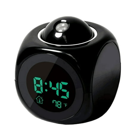 NEGJ Multifunction Voice Clock LCD Digital Temperature Alarm LED Projection Talking Clock