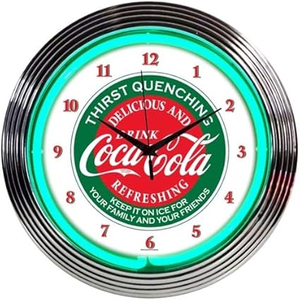 Neonetics 8CCGRN Coca-Cola Evergreen Neon Clock 15 Width x 15 Height x 3 Depth