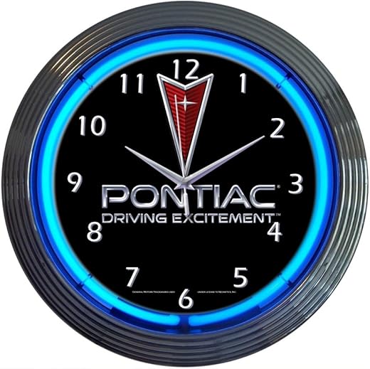 Neonetics Cars and Motorcycles Pontiac Driving Excitement Neon Wall Clock, 15-Inch