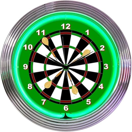 Neonetics Darts Neon Wall Clock, 15-Inch