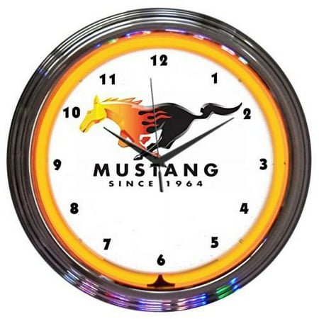 Neonetics Ford Mustang Since 1964 Orange Neon Wall Clock, 15-Inch