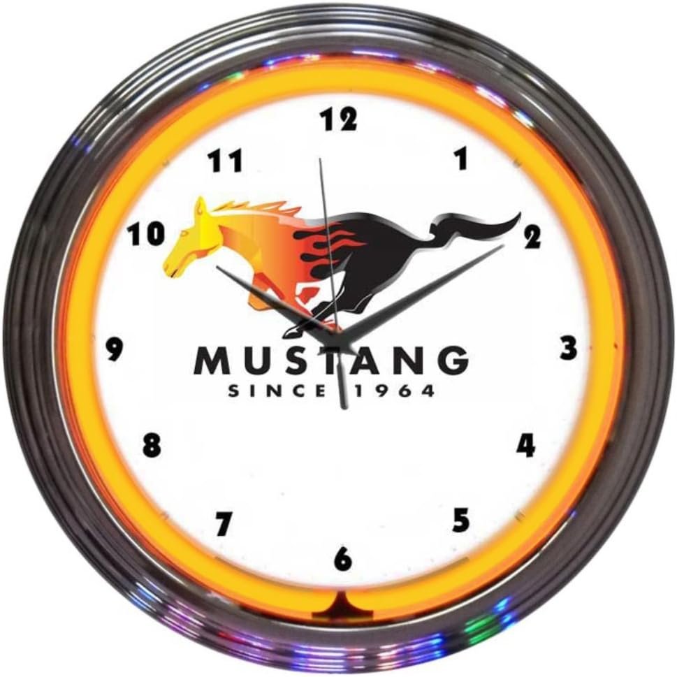 Neonetics Ford Mustang Since 1964 Orange Neon Wall Clock, 15-Inch