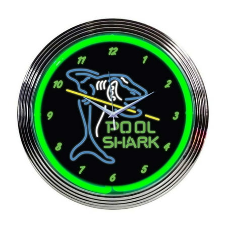 Neonetics Home Indoor Restaurant Kitchen Decorative Pool Shark Neon Wall Clock