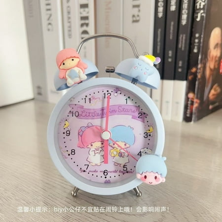 New Diy Sanrio Bell Alarm Clock Super Silent Cartoon Kt Cat My Melody Kuromi Anime Room Decoration Bedside Alarm Clock Gift