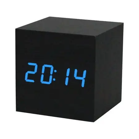 NIUREDLTD Wood Desk Black Voice Alarm Clock Wooden Control LED Brown Digital Clock