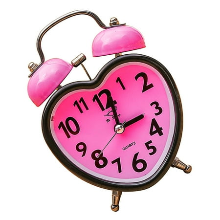 Omeite Heart-shaped double bell lazy alarm clock (heart-shaped pink)