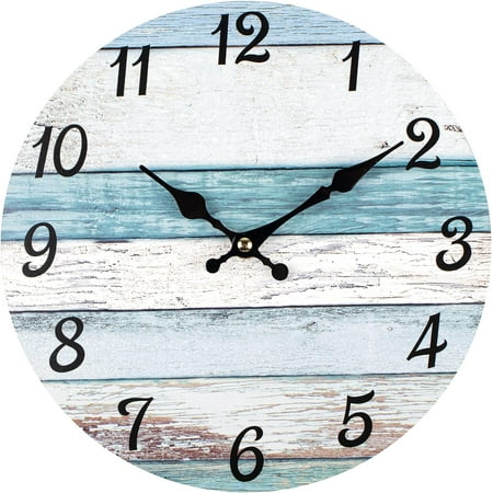 Oumers 10 Quartz Rustic Wooden Indoor Wall Clock, Silent Mechanism